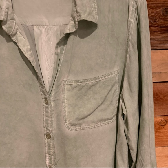 Velvet Heart Elisa Washed Out Button-Up Long Sleeve Shirt Green Size XL - Picture 7 of 11